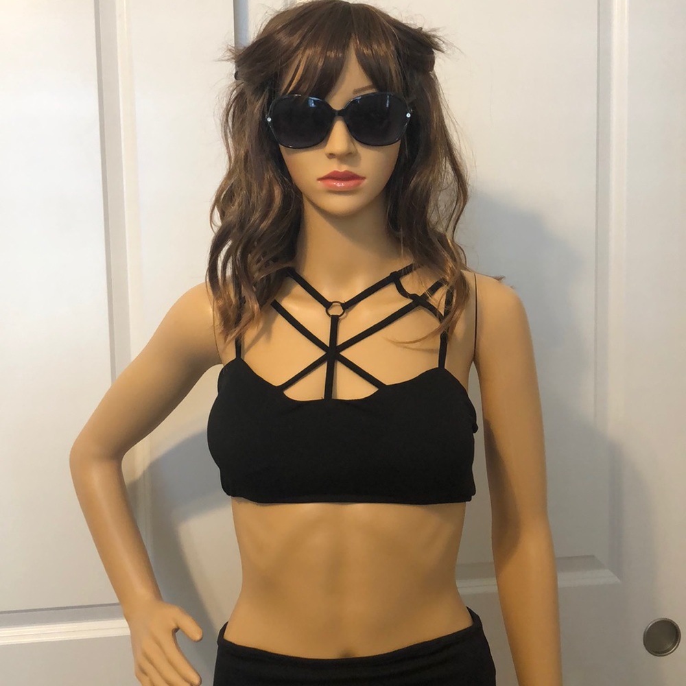 🔥 SEXY Black Cage Strappy Bralette